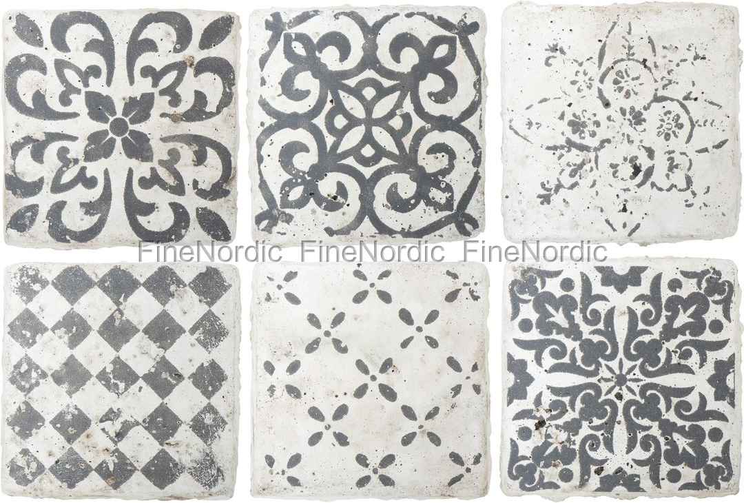 Ib Laursen Fliesen Marrakech 6er Set Muster In Grau Small