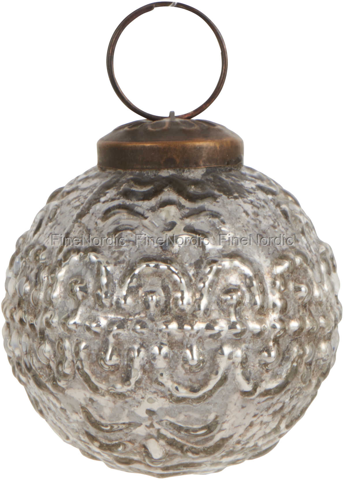 Ib Laursen Weihnachtskugel Gewelltes Muster Silber Klein