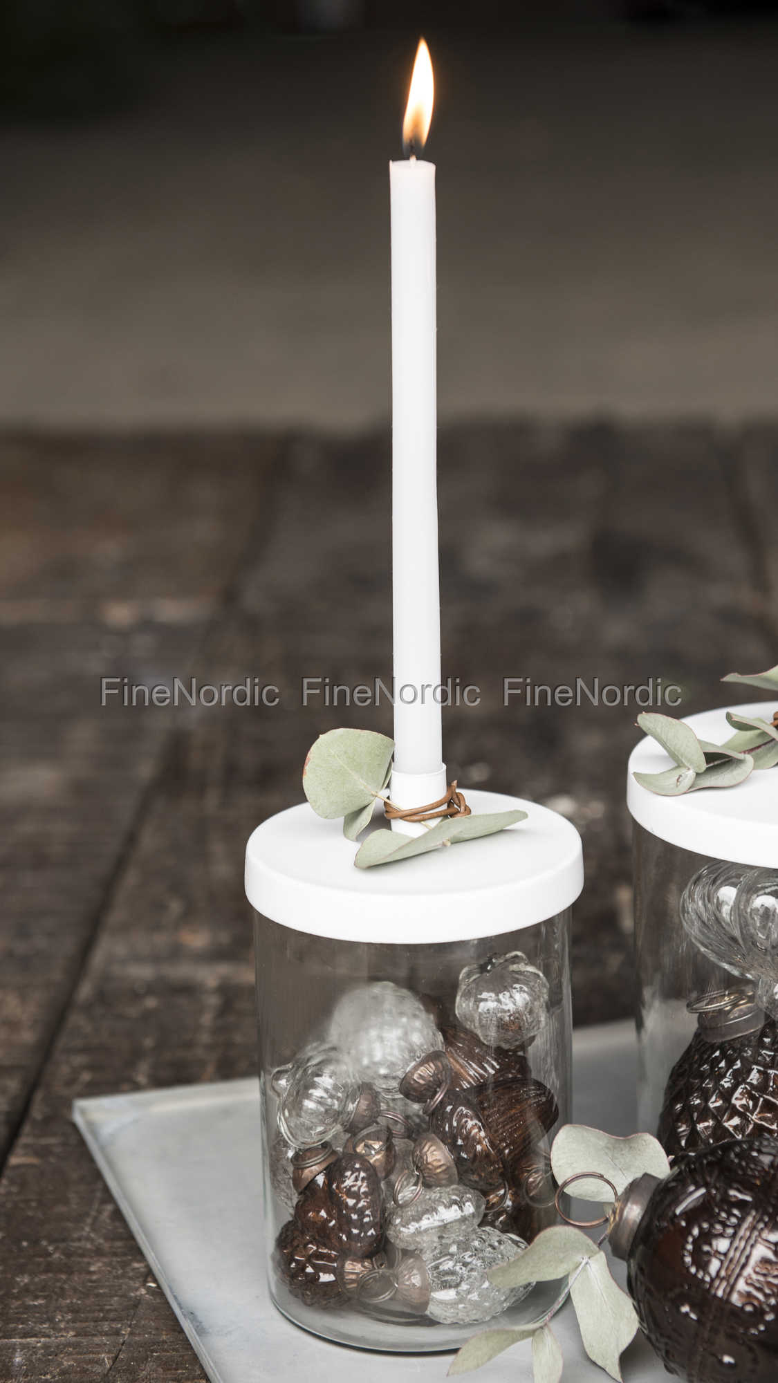 Ib Laursen Glashalter für Dünne Kerzen Metalldeckel Weiß (ohne Kerze)