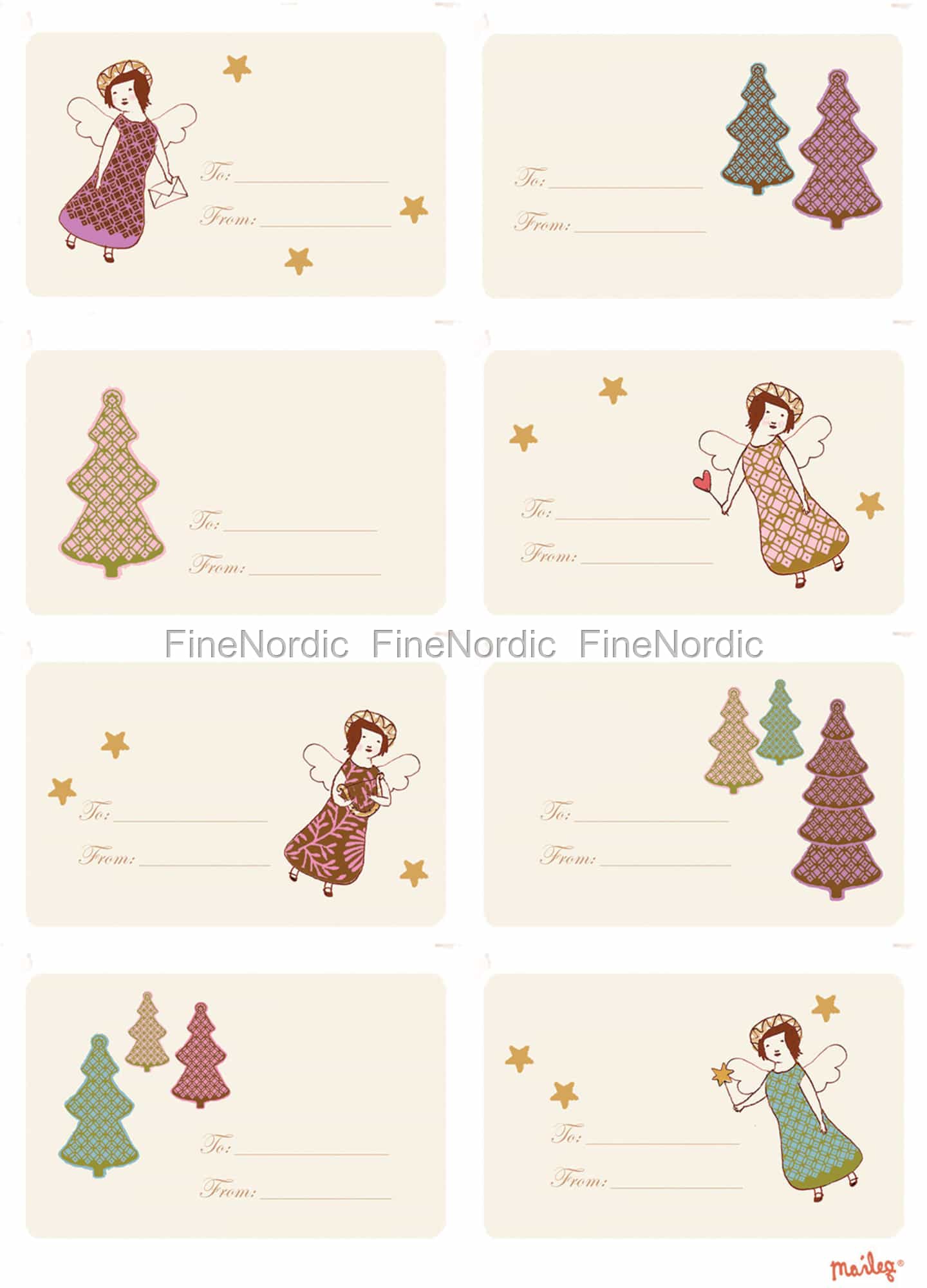 Maileg Weihnachten Geschenkaufkleber - Engel - 6 Stck.