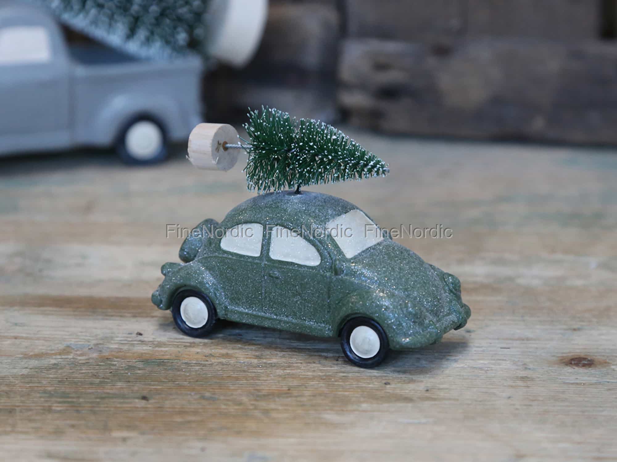 Chic Antique Auto mit Weihnachtsbaum Grün Funkeln