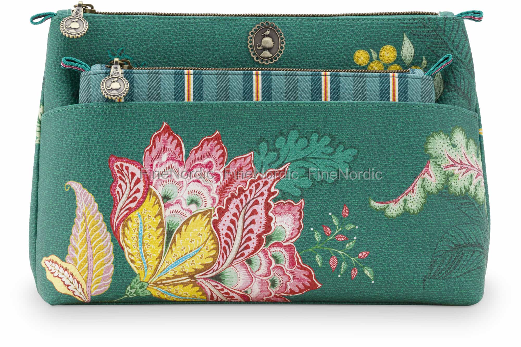 PIP Studio Kosmetikbeutel Jambo Flower, Grün, Small – Wasserabweisender Satin Mit Reißverschluss