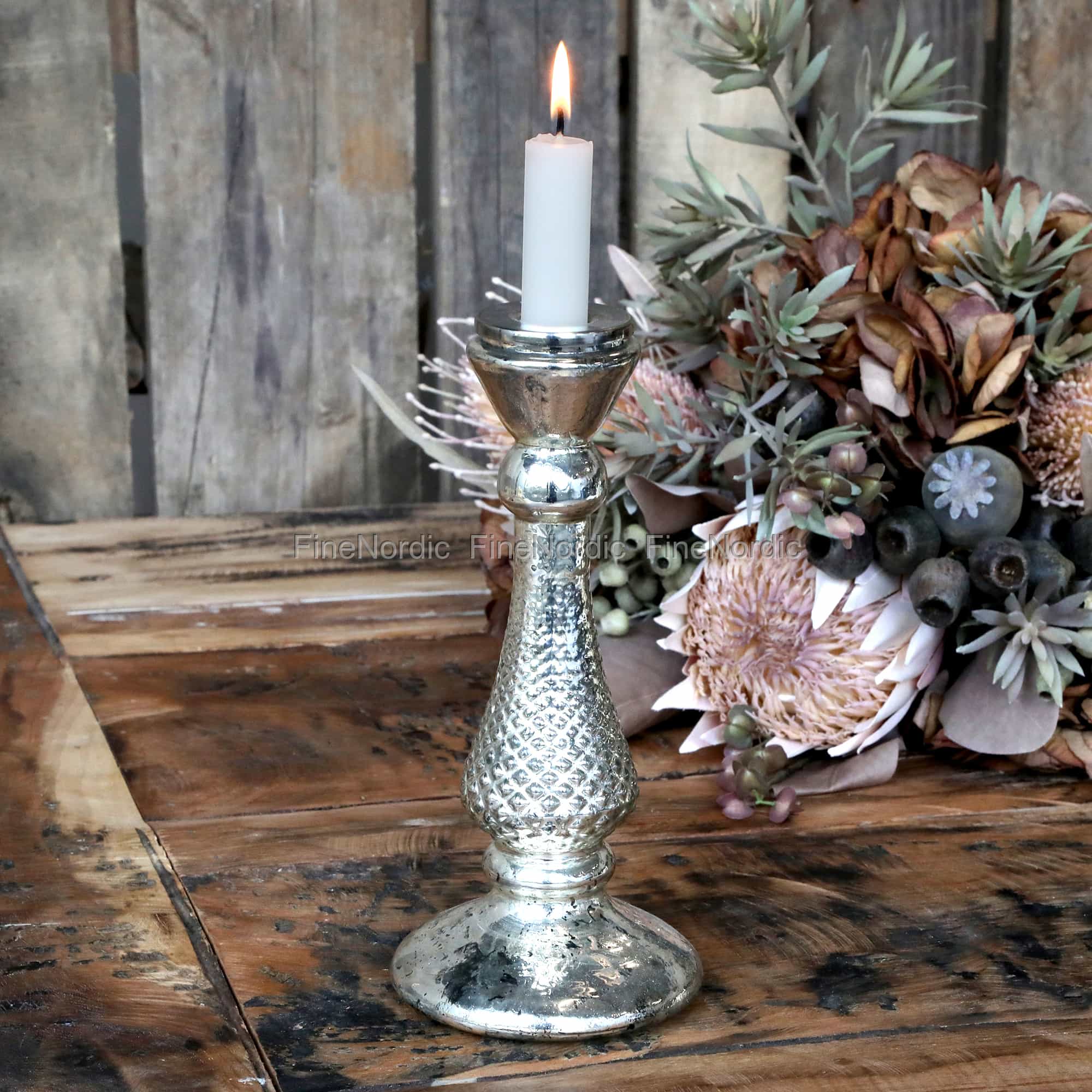 Chic Antique Kerzenhalter für Kerzen (2,2 cm) Antik-Silber