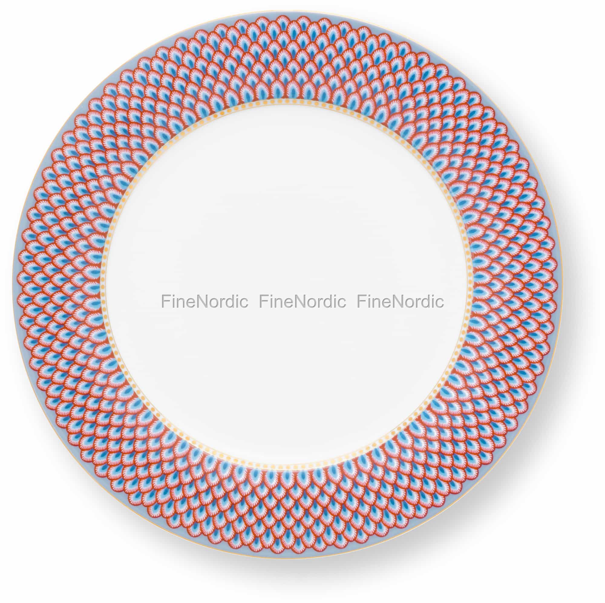 Pip Studio Teller 'Flower Fest' – 26,5 Cm, Porzellan, In LightBlue/Red, Mit Scallop-Rand, 1 Stück