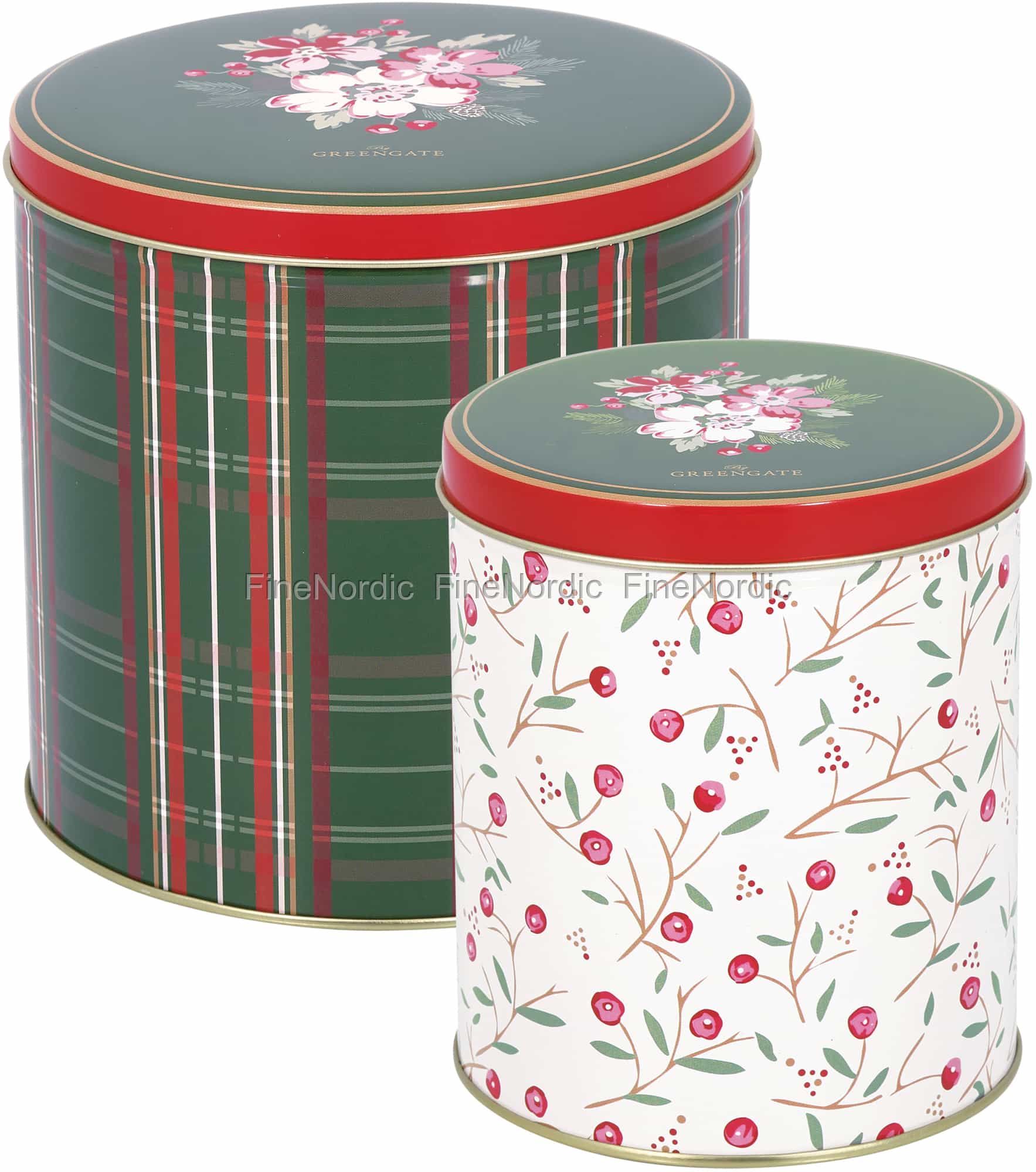 GreenGate Runde Box Dagmar Check Green 2er Set