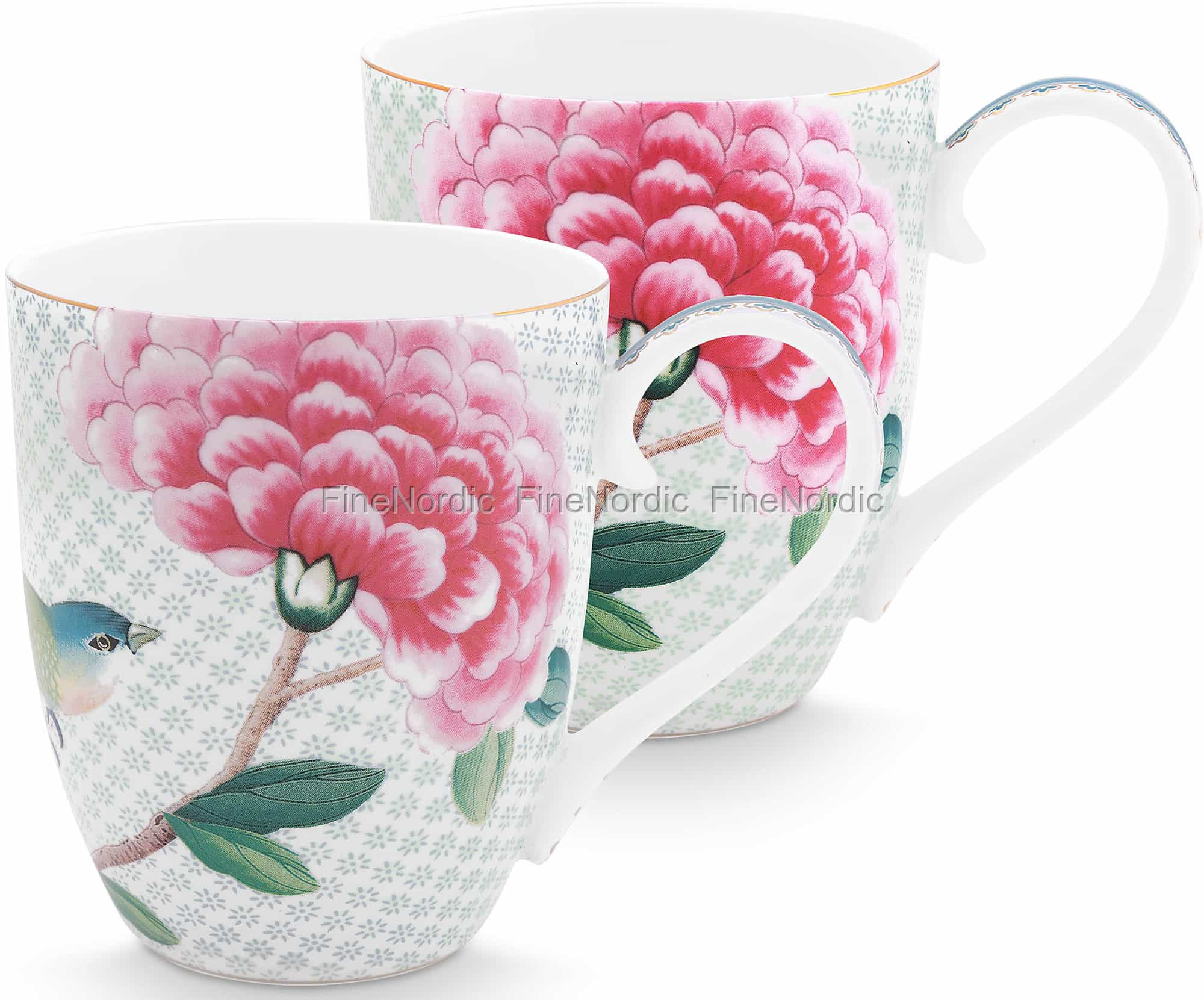 Pip Studio Tassen XL Blushing Birds Wei 2er Set in Geschenkbox