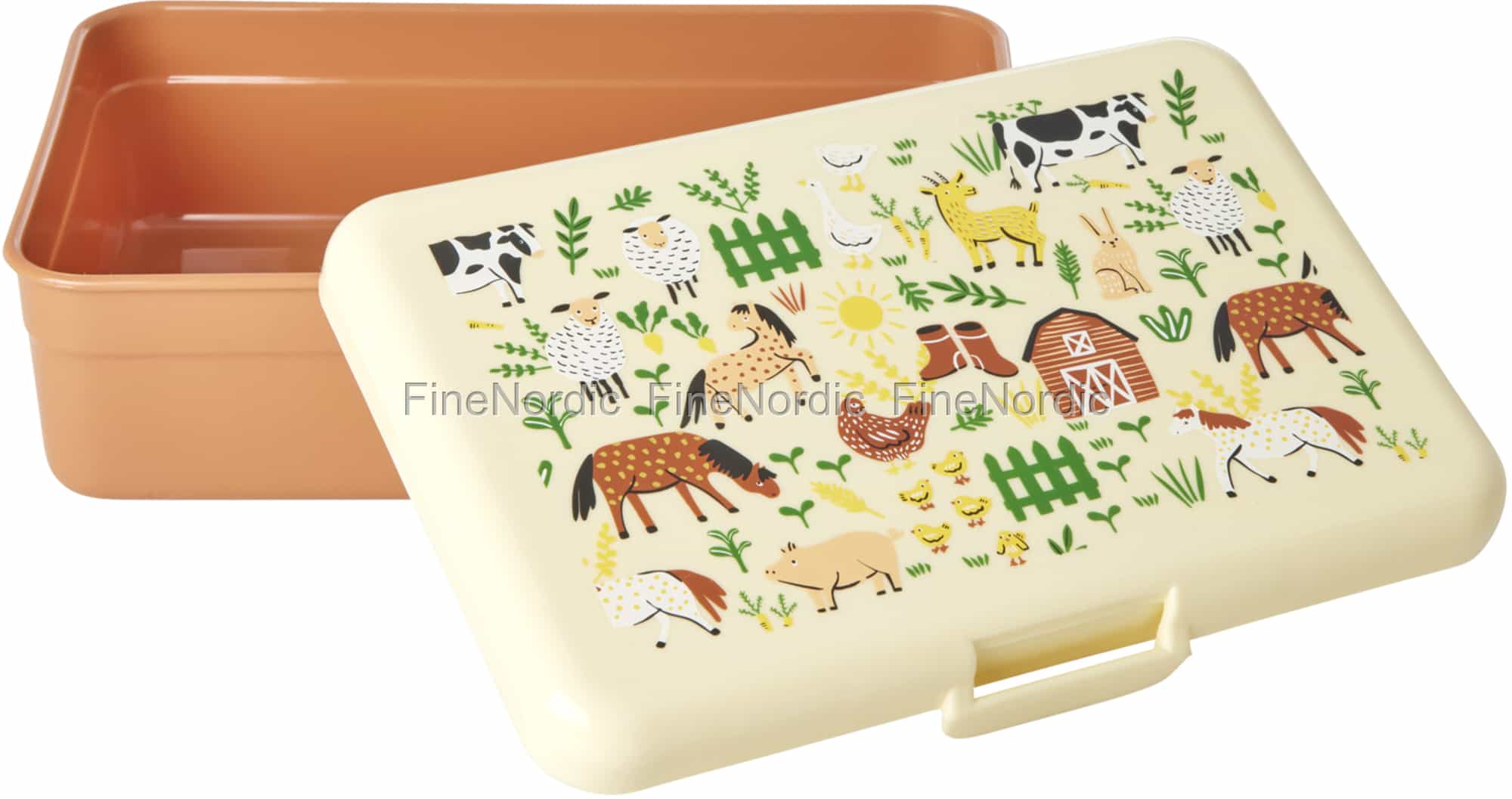 Lunchbox Mit Herausnehmbarer Facheinteilung – Bauernhof-Design, BPA-frei, Ca. 17x13x7,5 Cm